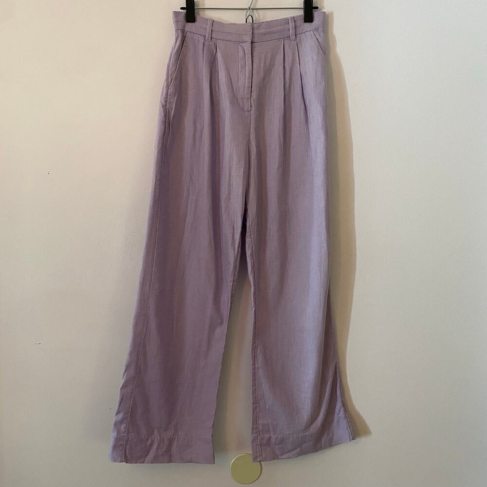 Abercrombie & Fitch Purple High Waist Sloane Dress Pants Linen Cotton Wide Leg